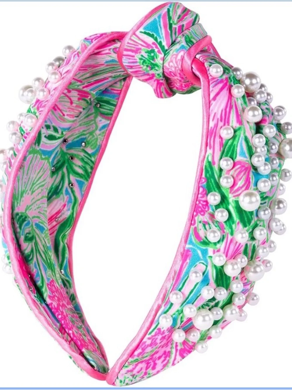 Lilly Pulitzer Pink, Green & Blue Floral Pearl Knot Headband